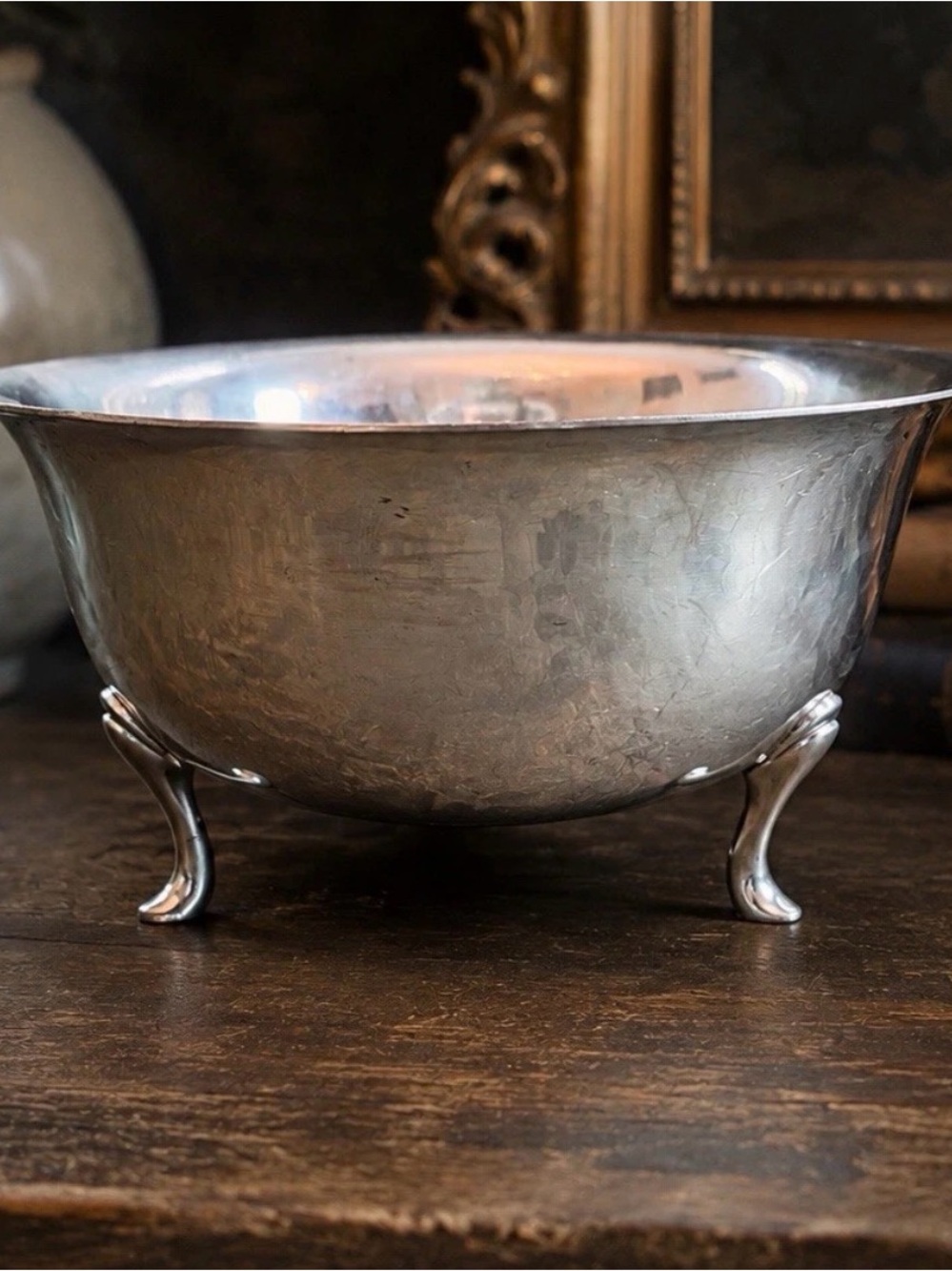 Stieff Pewter Footed Pewter Bowl 9” Diameter
